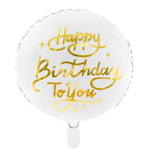 Foil balloon Happy Birthday To You, 35cm, white