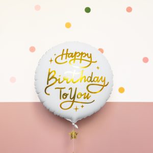 Foil balloon Happy Birthday To You, 35cm, white