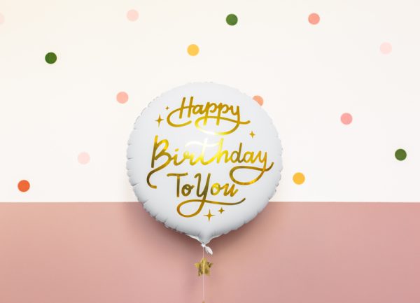 Foil balloon Happy Birthday To You, 35cm, white