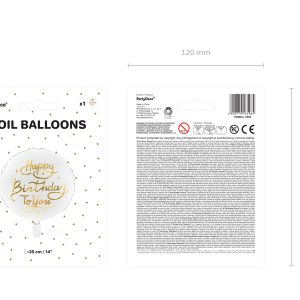 Foil balloon Happy Birthday To You, 35cm, white