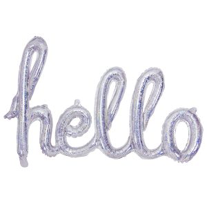 Foil Balloon Hello, 72x45cm, holographic