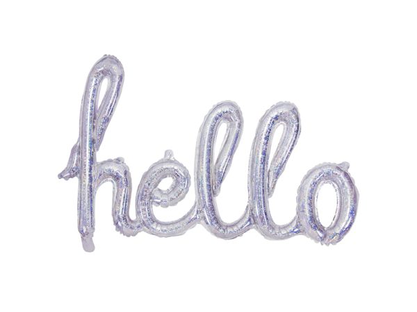 Foil Balloon Hello, 72x45cm, holographic
