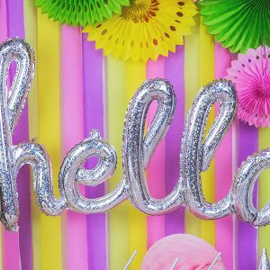 Foil Balloon Hello, 72x45cm, holographic