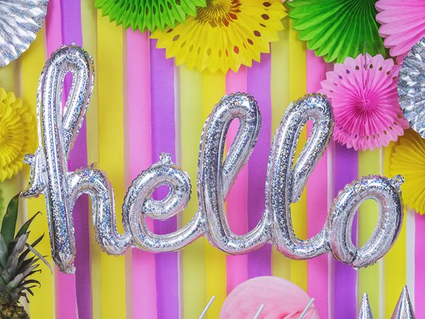 Foil Balloon Hello, 72x45cm, holographic