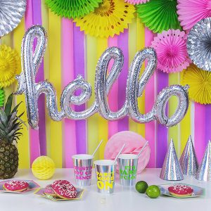Foil Balloon Hello, 72x45cm, holographic