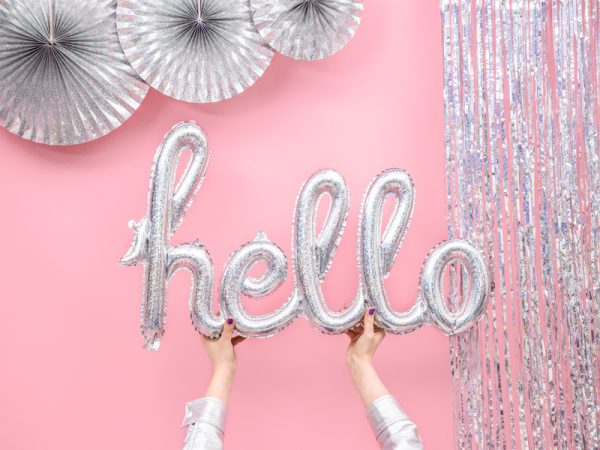 Foil Balloon Hello, 72x45cm, holographic