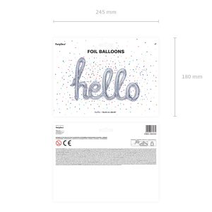 Foil Balloon Hello, 72x45cm, holographic