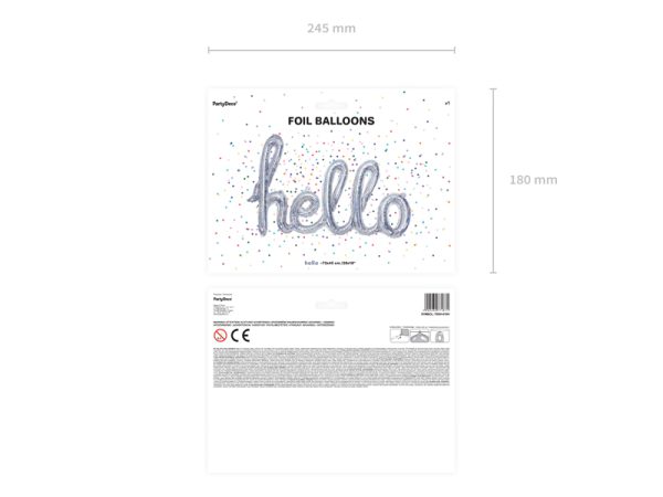 Foil Balloon Hello, 72x45cm, holographic