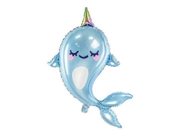Foil balloon Narwhal, 53x87cm, mix