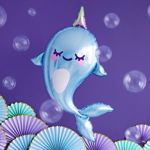 Foil balloon Narwhal, 53x87cm, mix