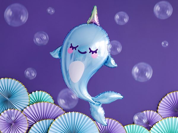 Foil balloon Narwhal, 53x87cm, mix