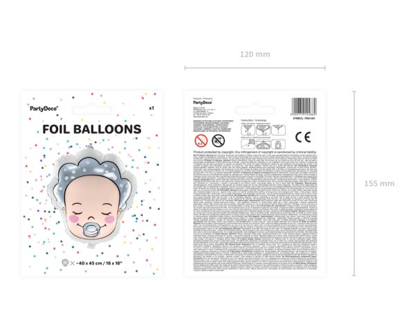 Foil balloon Baby - Boy, 40x45cm, mix
