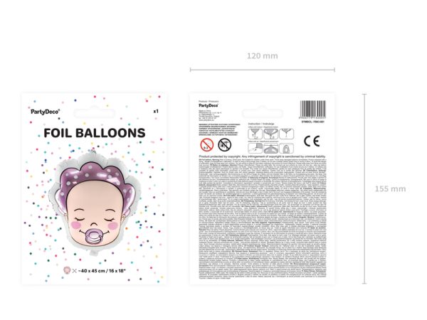 Foil balloon Baby - Girl, 40x45cm, mix