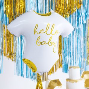 Foil balloon Baby romper - Hello Baby, 51x45cm, white