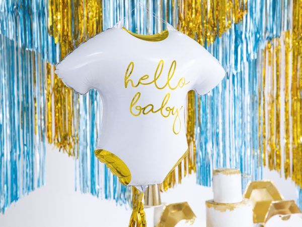 Foil balloon Baby romper - Hello Baby, 51x45cm, white
