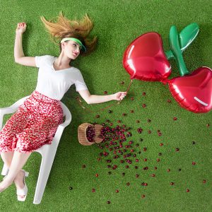 Foil balloon Cherry, 88x73cm, mix