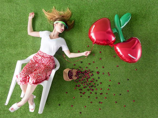 Foil balloon Cherry, 88x73cm, mix