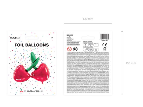 Foil balloon Cherry, 88x73cm, mix