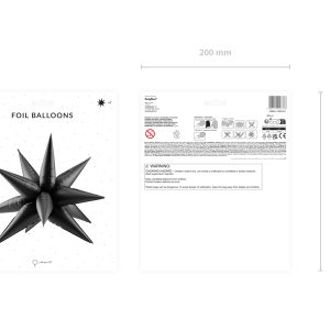 Foil balloon Star 3D, 95cm, black