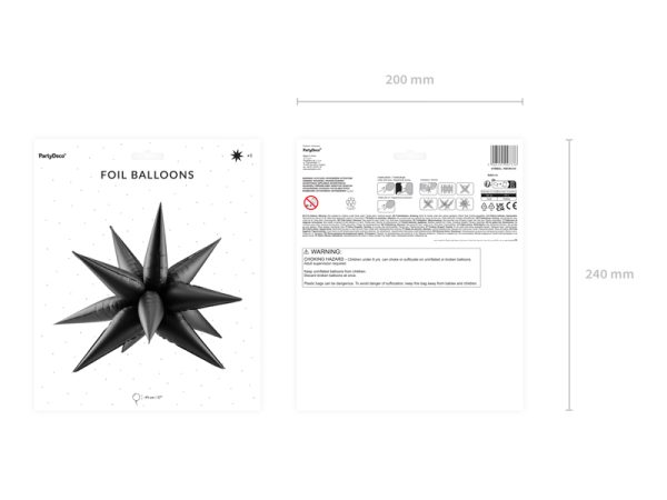 Foil balloon Star 3D, 95cm, black