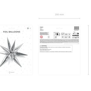 Foil balloon Star 3D, 95cm, silver