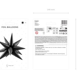 Foil balloon Star 3D, 70cm, black