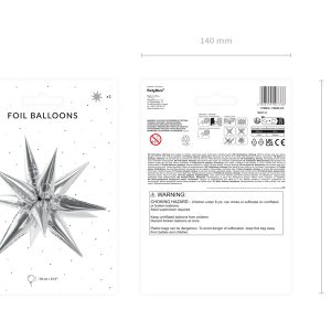 Foil balloon Star 3D, 70cm, silver