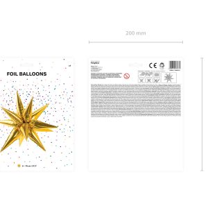 Foil balloon Star 3D, 70cm, gold
