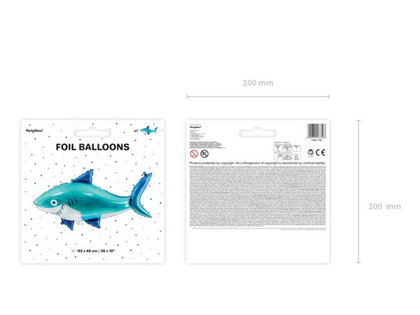 Foil balloon Shark, 102x62 cm, mix