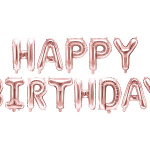 Foil Balloon Happy Birthday, 340x35cm, rose gold