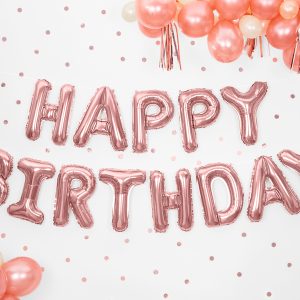Foil Balloon Happy Birthday, 340x35cm, rose gold