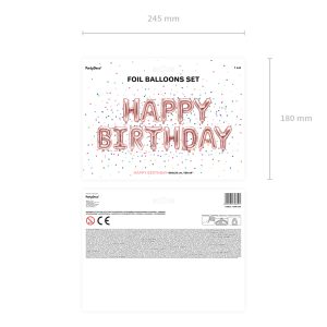 Foil Balloon Happy Birthday, 340x35cm, rose gold