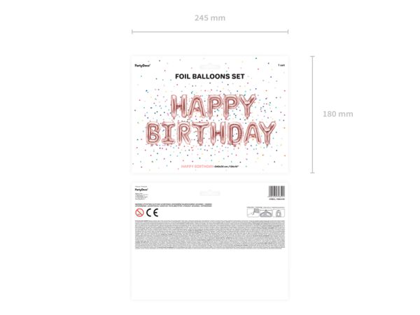 Foil Balloon Happy Birthday, 340x35cm, rose gold