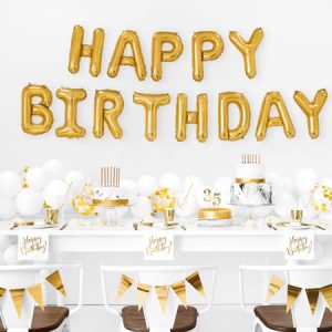 Foil Balloon Happy Birthday, 340x35cm, gold