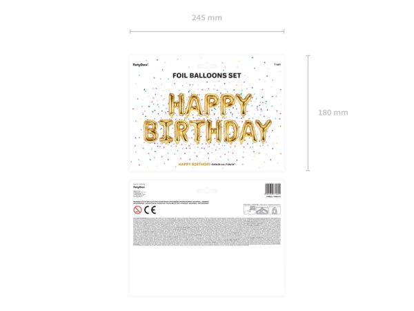 Foil Balloon Happy Birthday, 340x35cm, gold