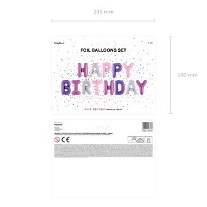 Foil Balloon Happy Birthday, 340x35cm, mix