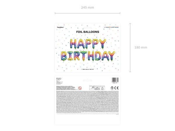 Foil Balloon Happy Birthday, 340x35cm, rainbow