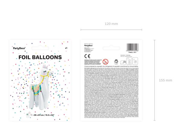 Foil balloon Llama, 39x61cm, mix