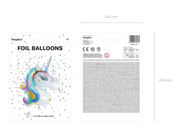 Foil balloon Unicorn, 73x90cm, mix