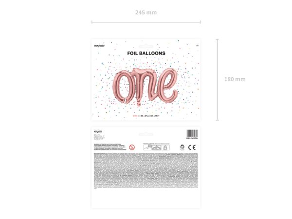Foil balloon One, 66x37cm, rose gold