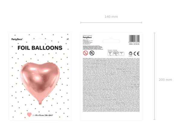 Foil balloon Heart, 72x73cm, rose gold