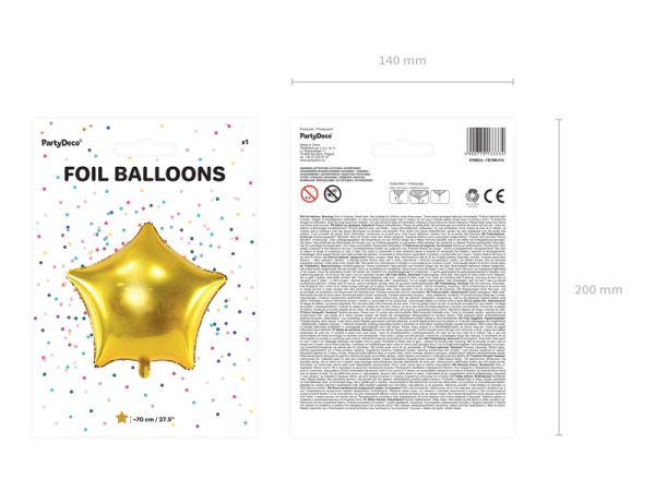 Foil balloon Star, 70cm, gold