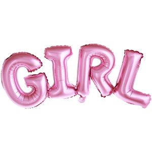 Foil Balloon Girl, 74x33cm, pink