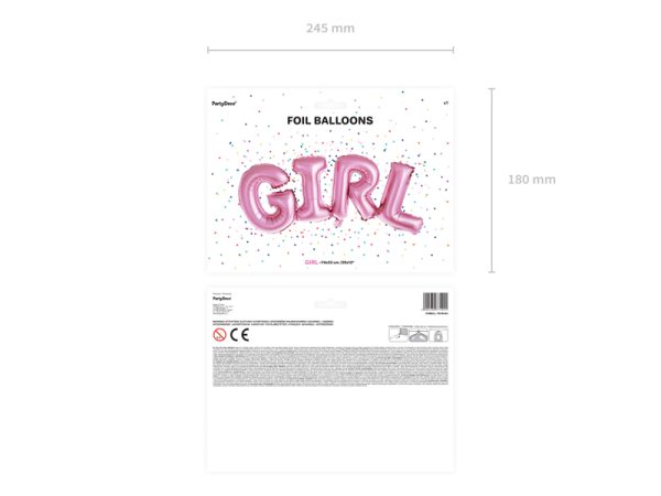 Foil Balloon Girl, 74x33cm, pink