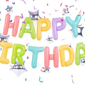 Foil Balloon Happy Birthday, 395x35cm, mix
