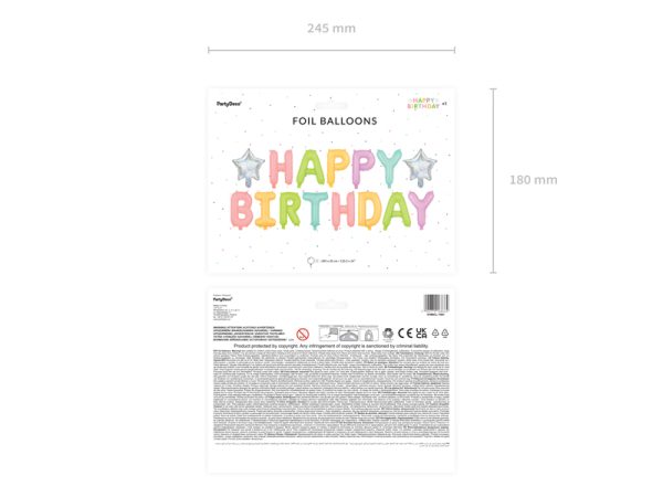 Foil Balloon Happy Birthday, 395x35cm, mix