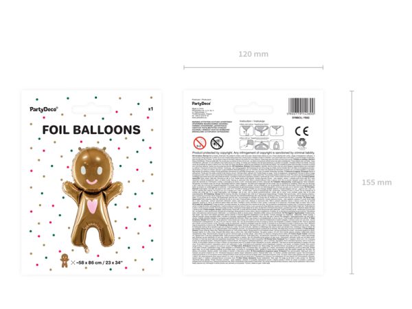 Foil Ballon Gingerbread Man, 67x97 cm, mix
