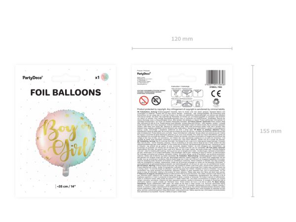 Foil balloon Boy or Girl, 35cm, mix