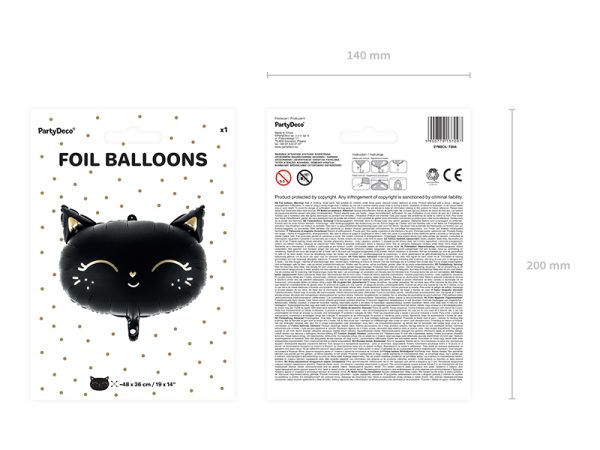 Foil Balloon Cat, 48x36cm, black
