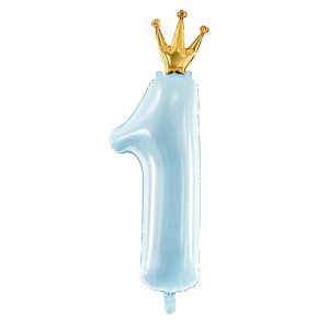 Foil Balloon Number ''1'', 37x100 cm, sky-blue